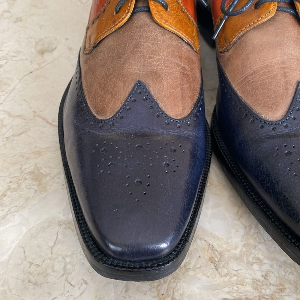 Melvin & Hamilton Jeff 14 Handcrafted Multi Colour Leather Derby Dress Shoes - Picture 8 of 16